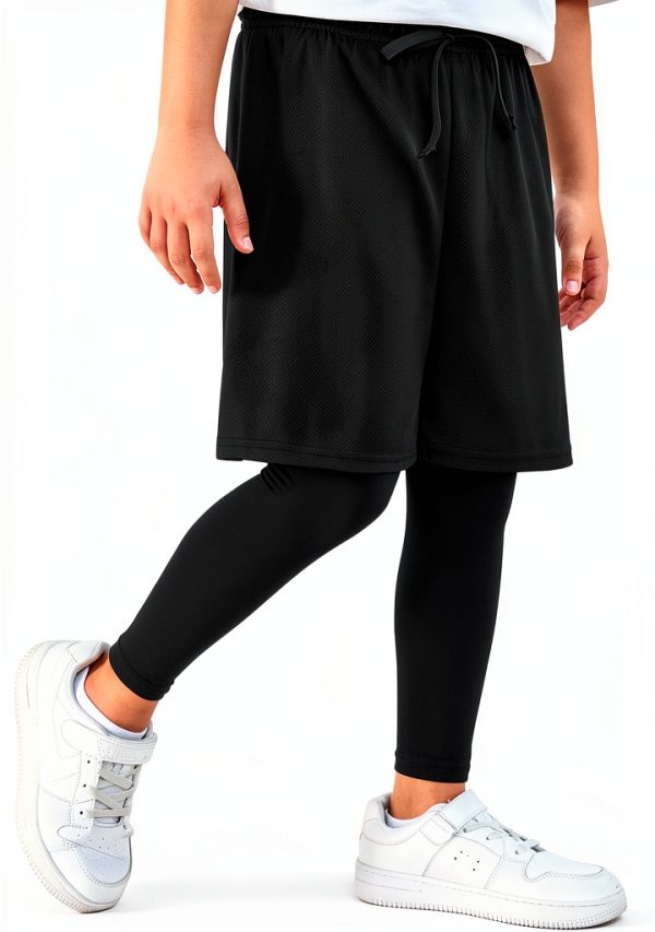 ActiveKids Boys Athletic Leggings Black Quick‑Dry 2‑in‑1-4