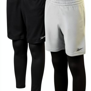 Reebok Boys Basketball Shorts 2‑in‑1 Mesh-0