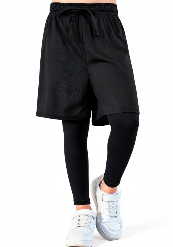 ActiveKids Boys Athletic Leggings Black Quick‑Dry 2‑in‑1-3